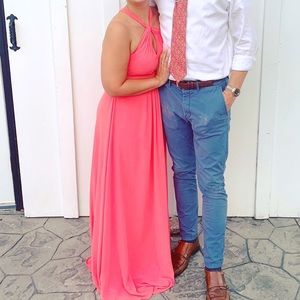 Watermelon color formal dress